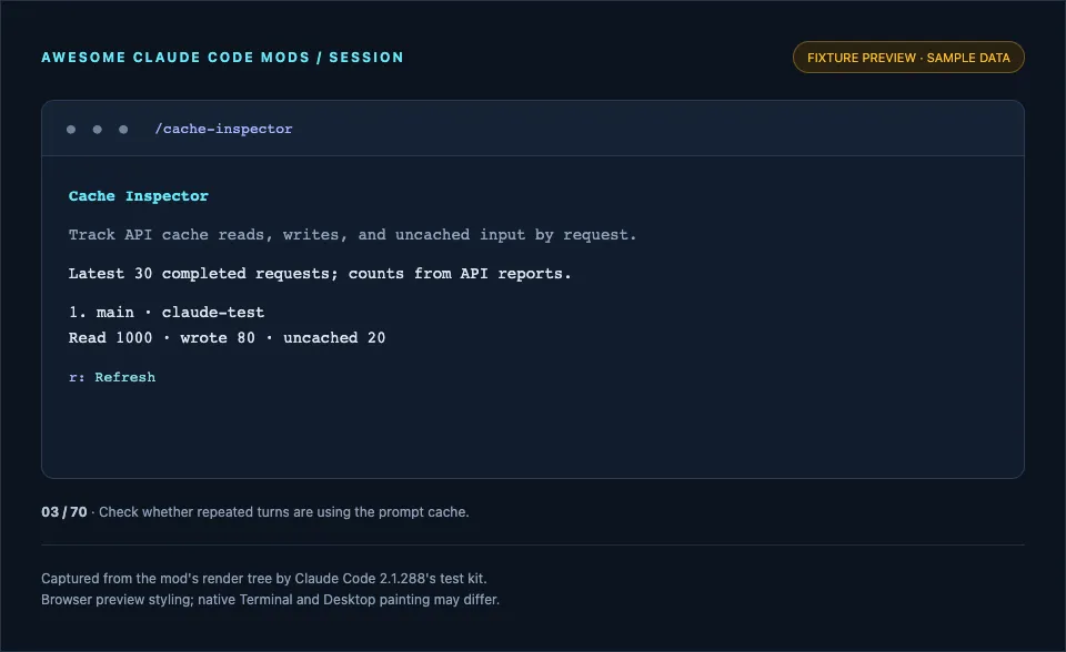 Screenshot of cache-inspector