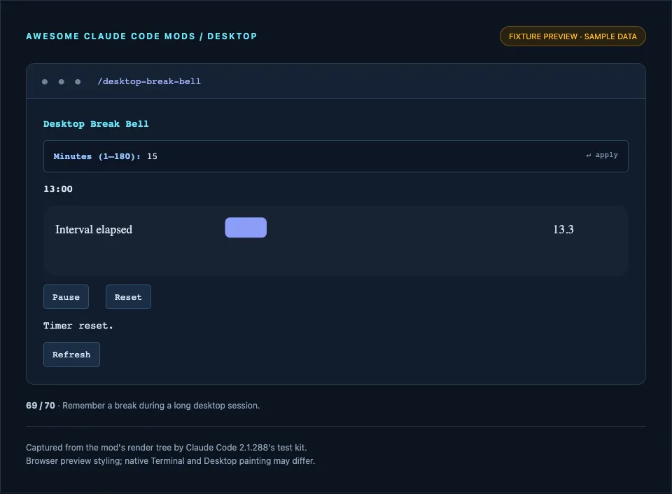 Screenshot of desktop-break-bell