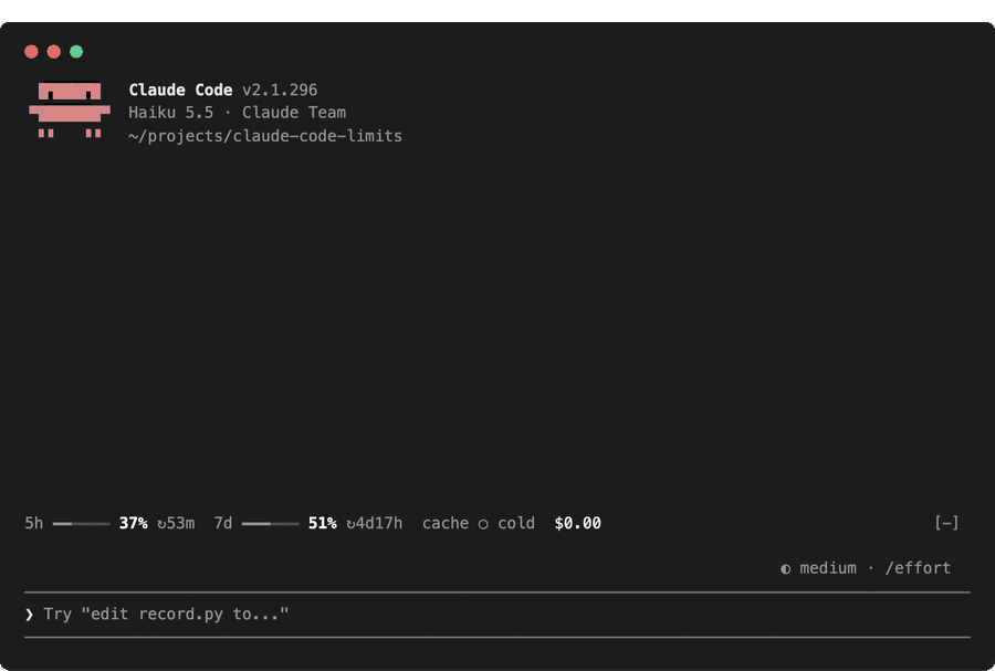 Screenshot of limits