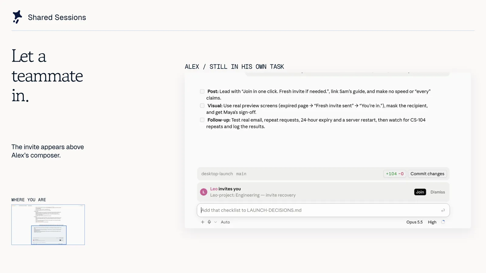 Screenshot of shared-session