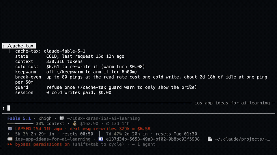 Screenshot of cache-tax