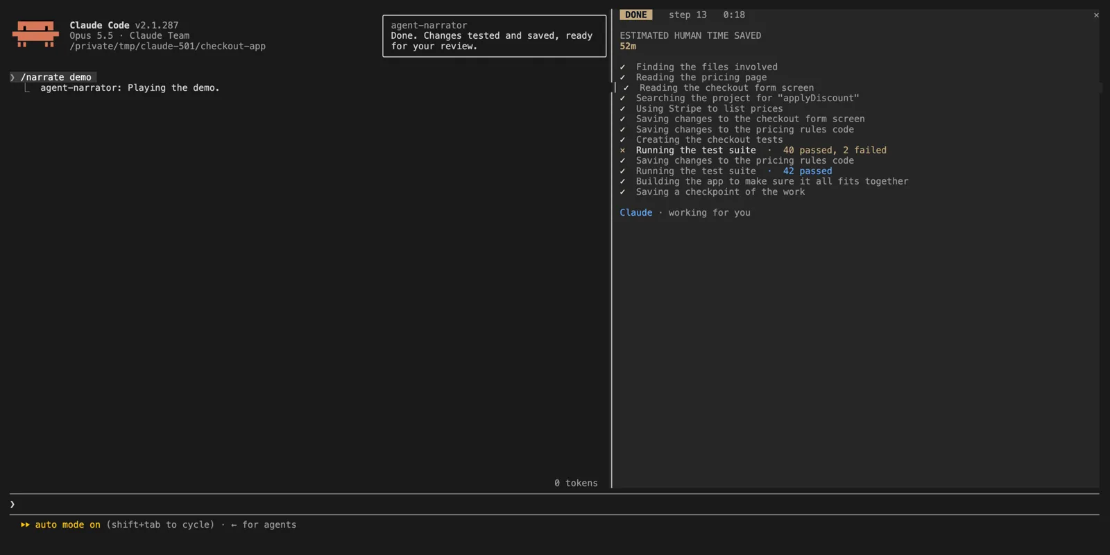Screenshot of agent-narrator