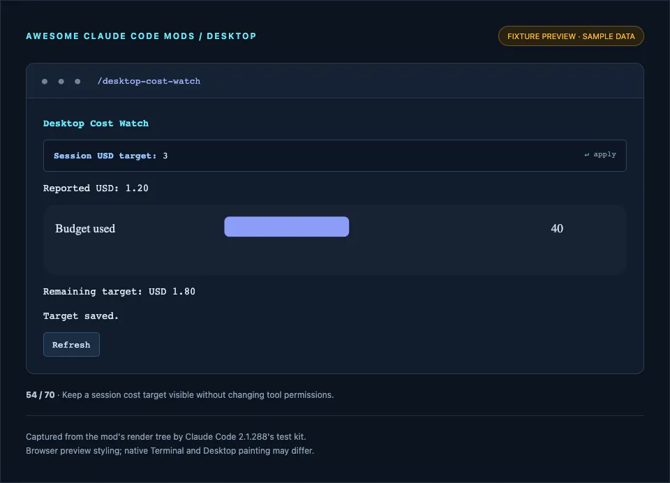 Screenshot of desktop-cost-watch