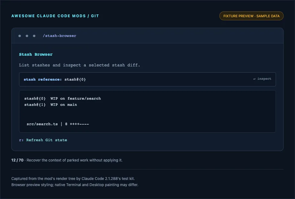 Screenshot of stash-browser