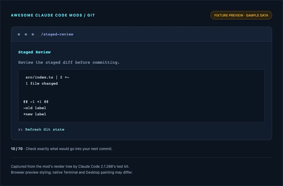Screenshot of staged-review