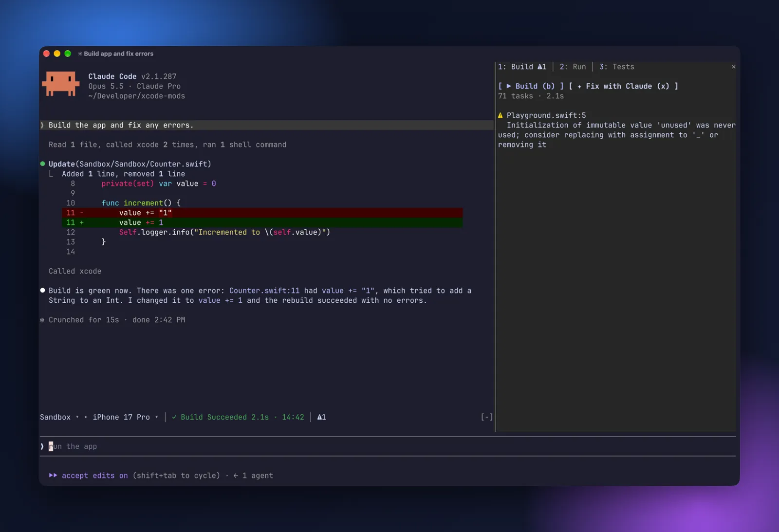 Screenshot of xcode-mods