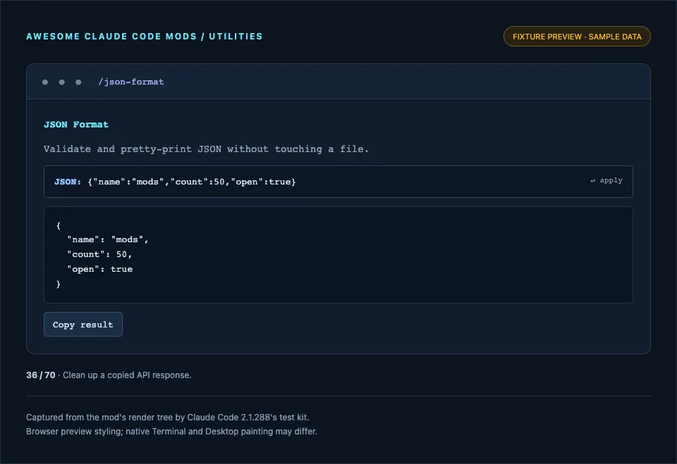 Screenshot of json-format