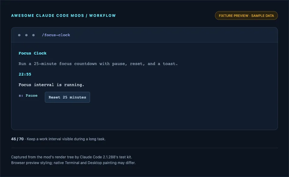 Screenshot of focus-clock