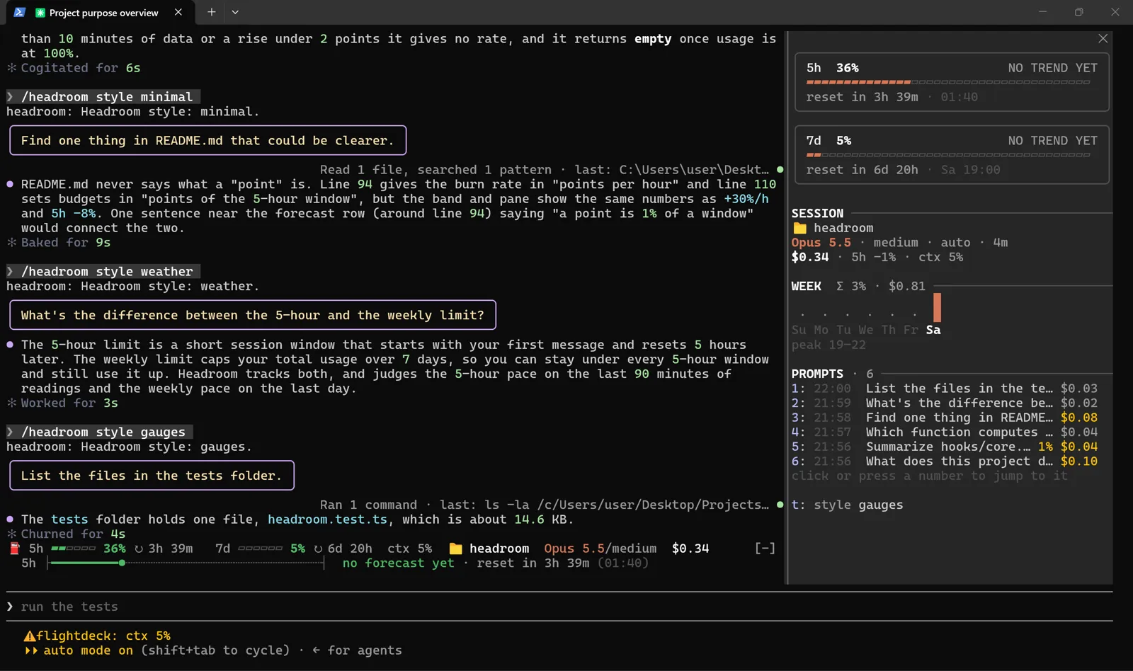 Screenshot of headroom