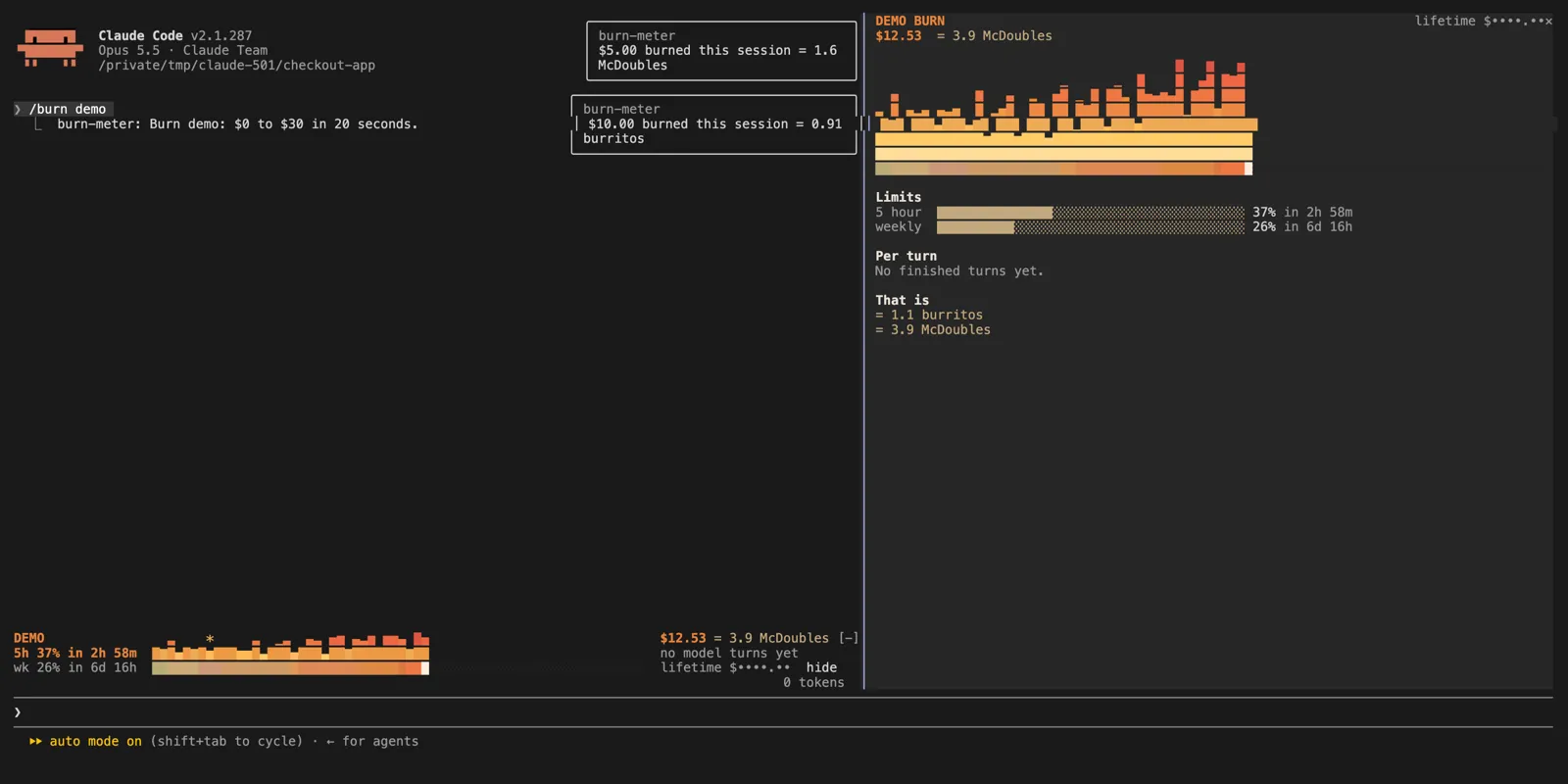 Screenshot of burn-meter