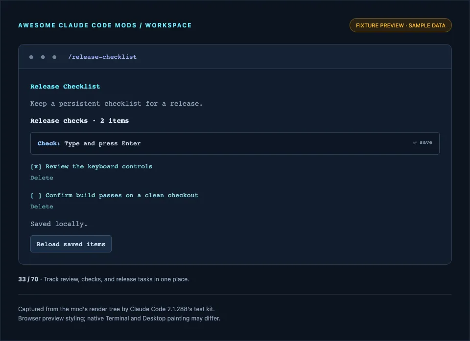 Screenshot of release-checklist