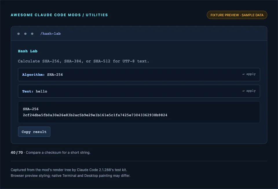 Screenshot of hash-lab