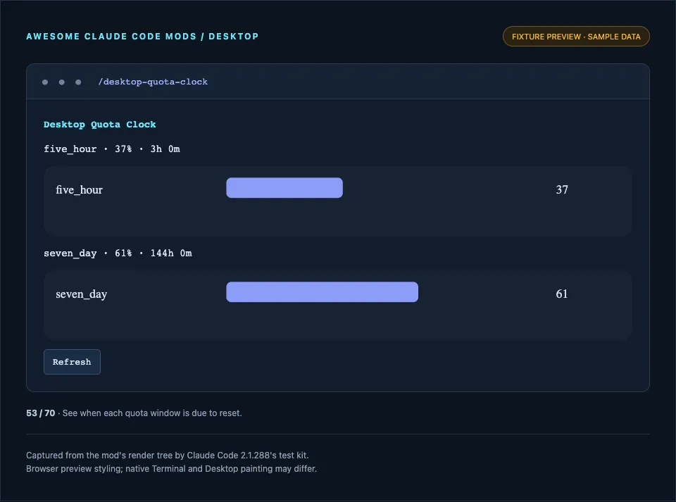 Screenshot of desktop-quota-clock