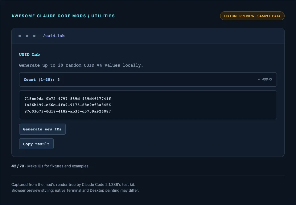 Screenshot of uuid-lab