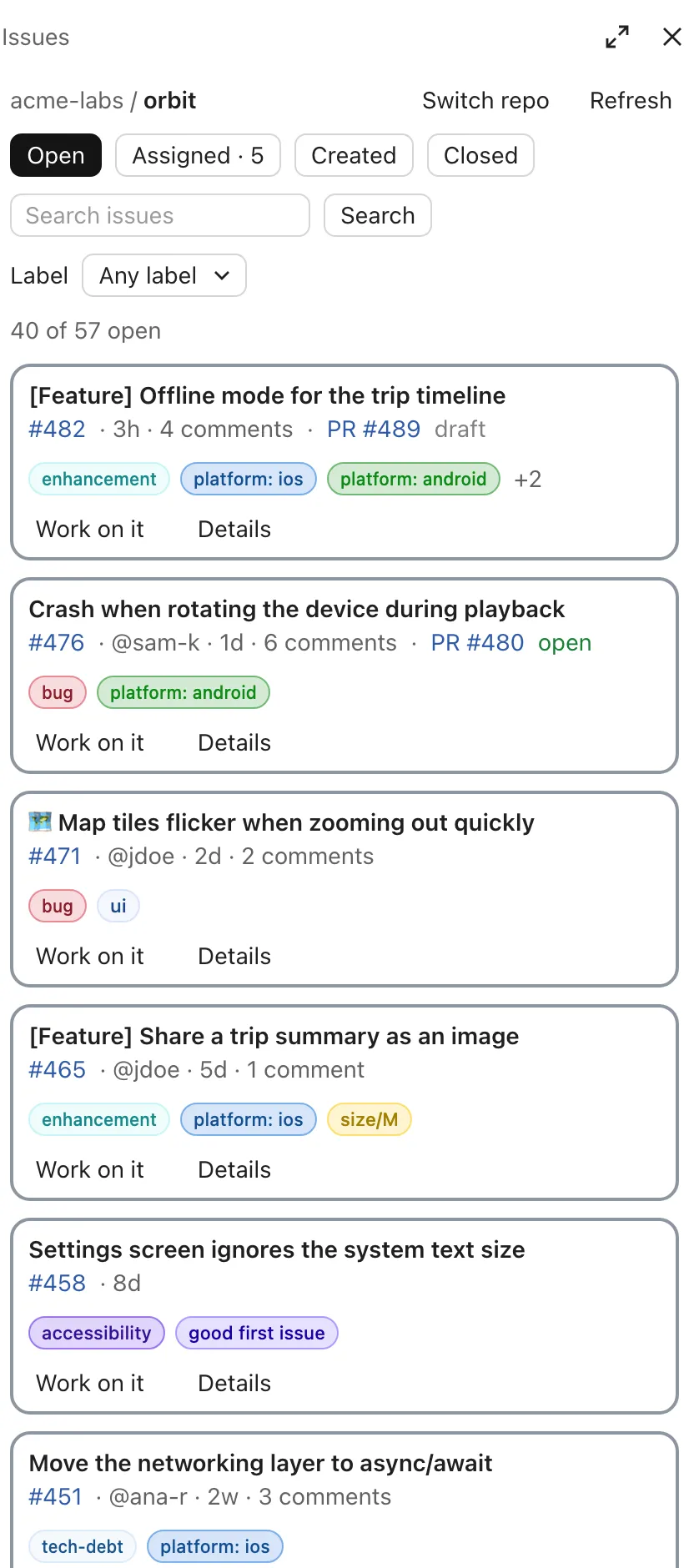 Screenshot of github-issues