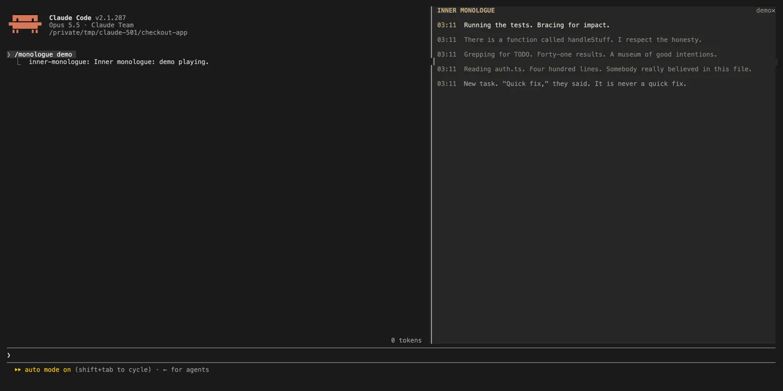 Screenshot of inner-monologue