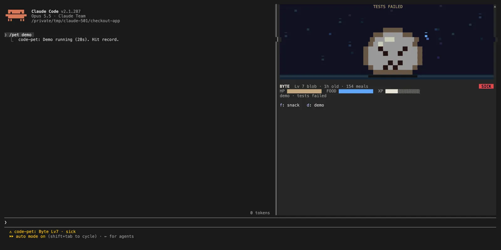 Screenshot of code-pet