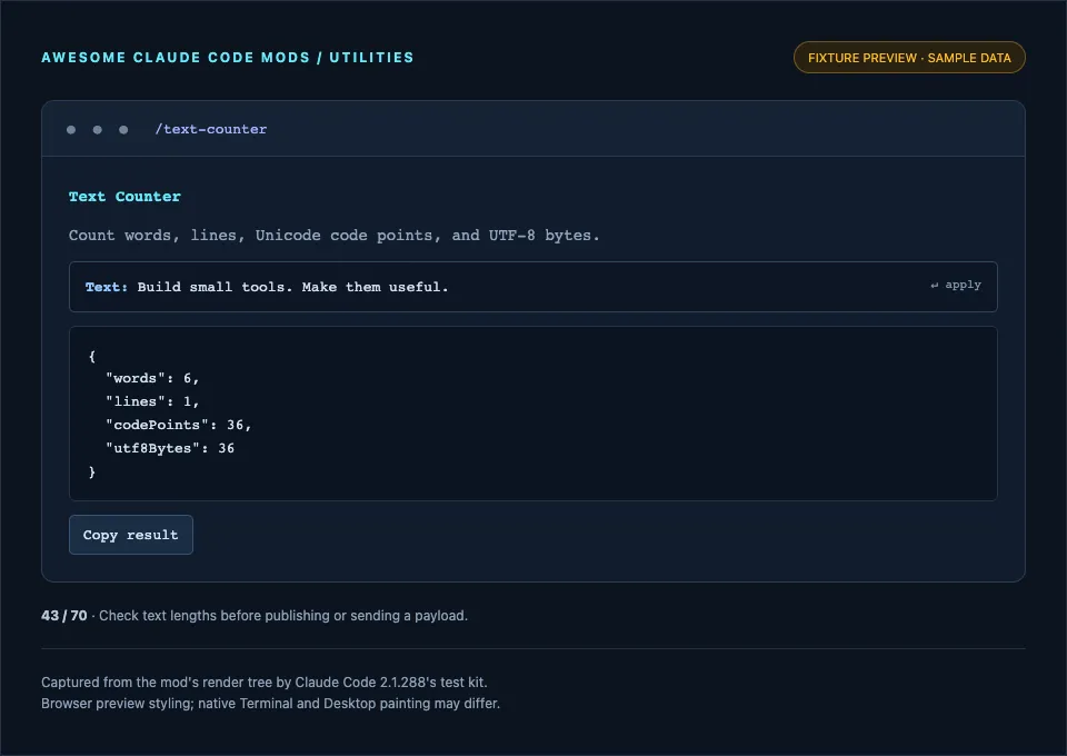 Screenshot of text-counter