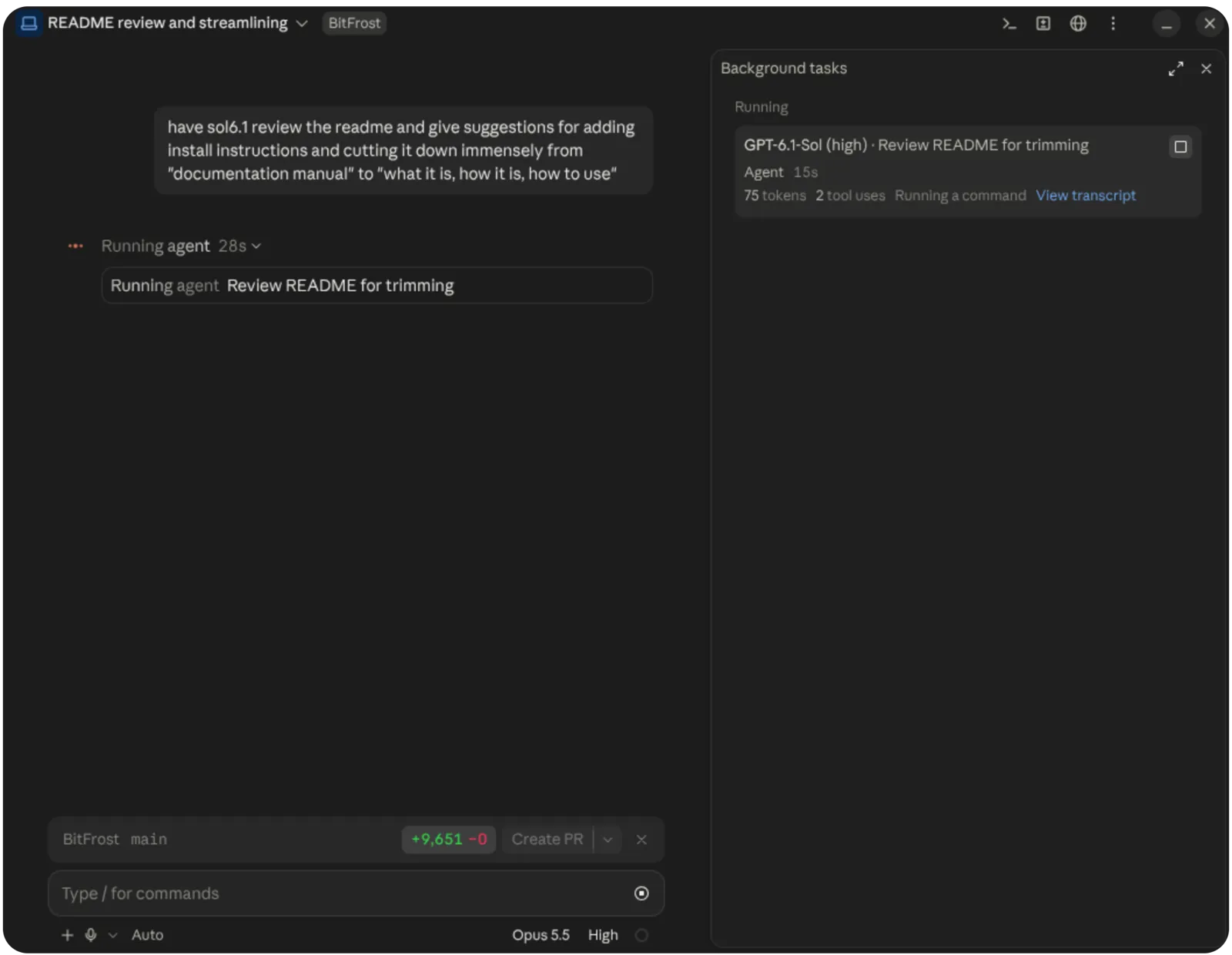 Screenshot of bitfrost