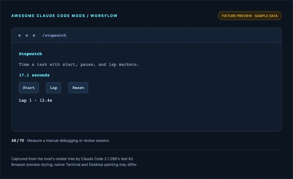 Screenshot of stopwatch